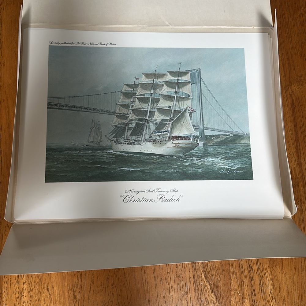 Celebrated sailing ships from the first national bank of Boston. 6 prints